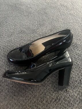 MICHAEL Michael Kors Black Patent Leather Block Heel Loafers